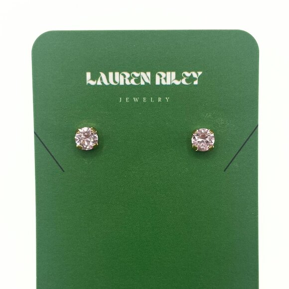 Handcrafted Light Pink Crystal Stud Earrings - Shiny Gold Plated, Nickel-Free - Picture 1 of 4